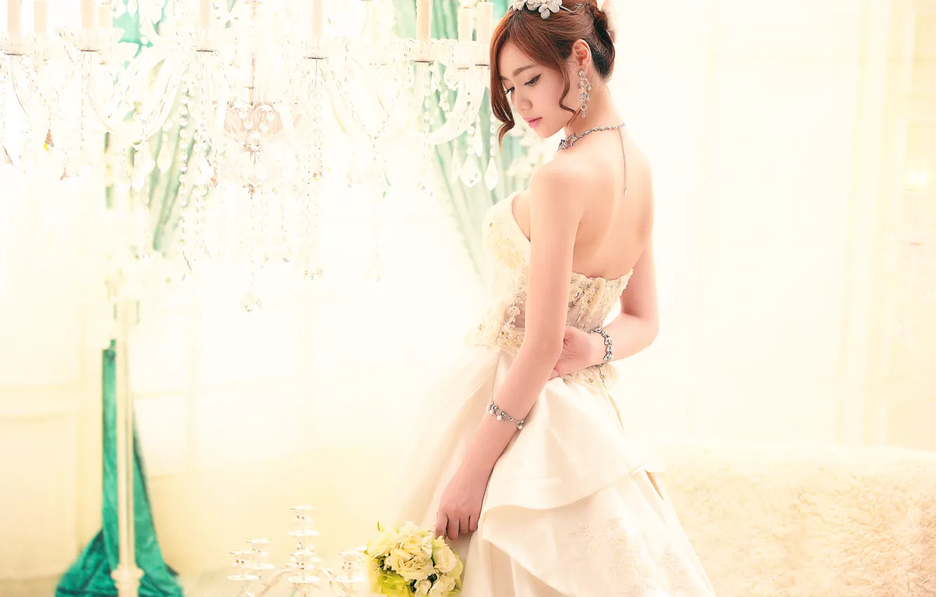 Photo wallpaper style, bouquet, the bride, wedding