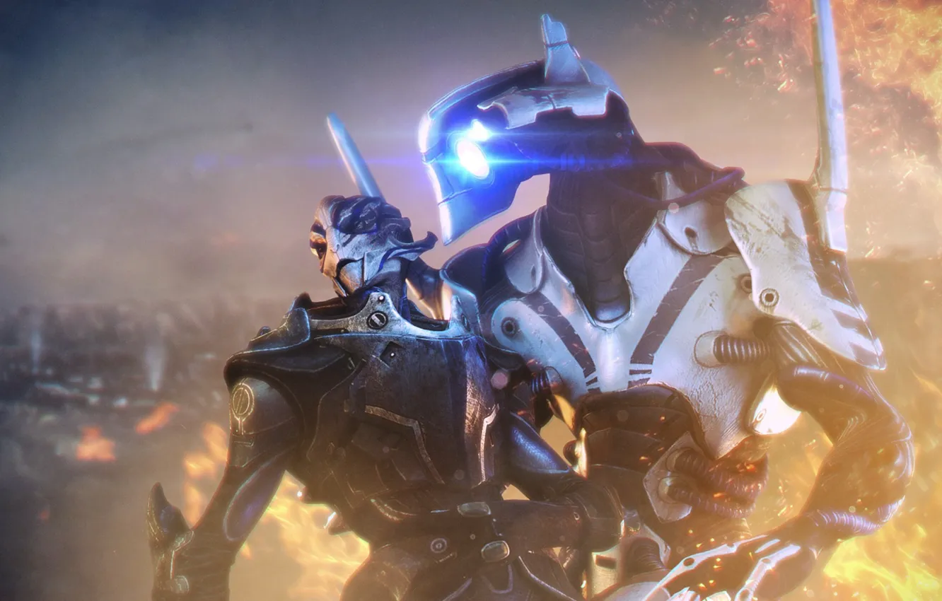 Photo wallpaper mass effect, bioware, fan art, geth, turian