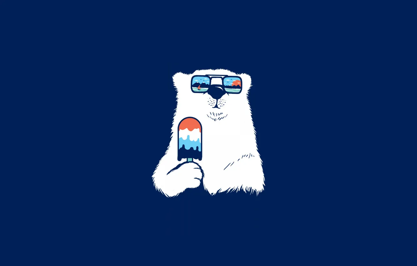 Photo wallpaper style, background, minimalism, bear, art, ice cream, polar bear, style