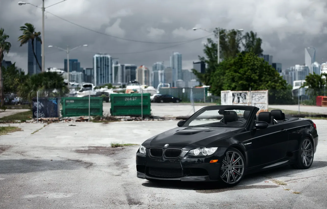 Photo wallpaper black, BMW, BMW, convertible, the front, Series, vossen