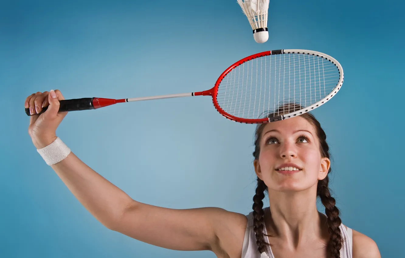 Photo wallpaper woman, badminton, racket