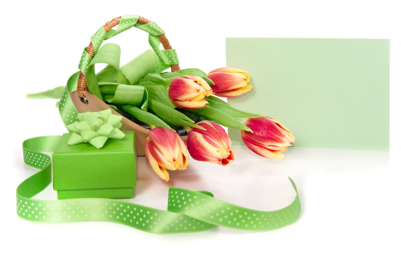 Photo wallpaper birthday, gift, bouquet, tulips, Anya Ivanova