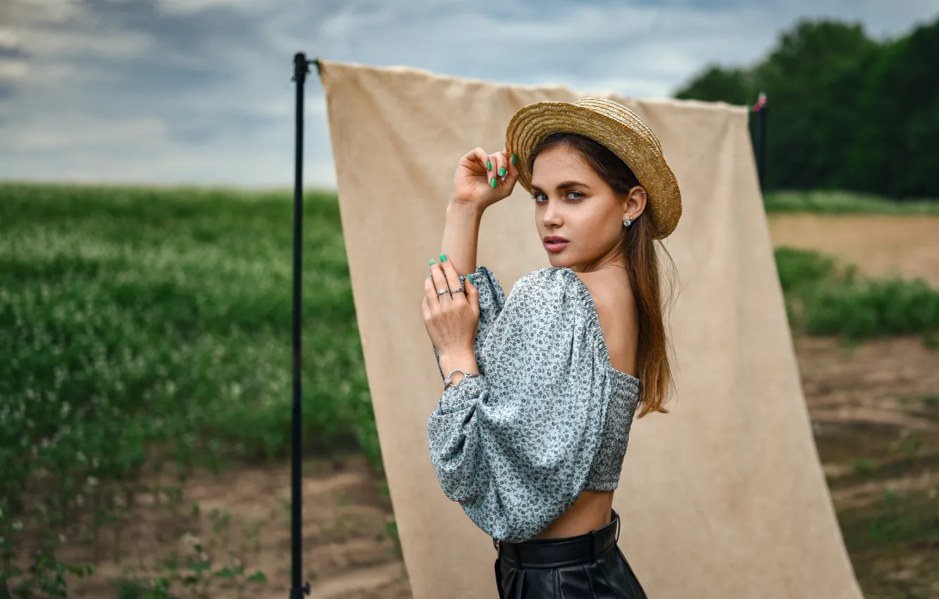 Photo wallpaper look, nature, pose, blouse, hat, Dmitry Medved, I Alexandra Dubovskaya