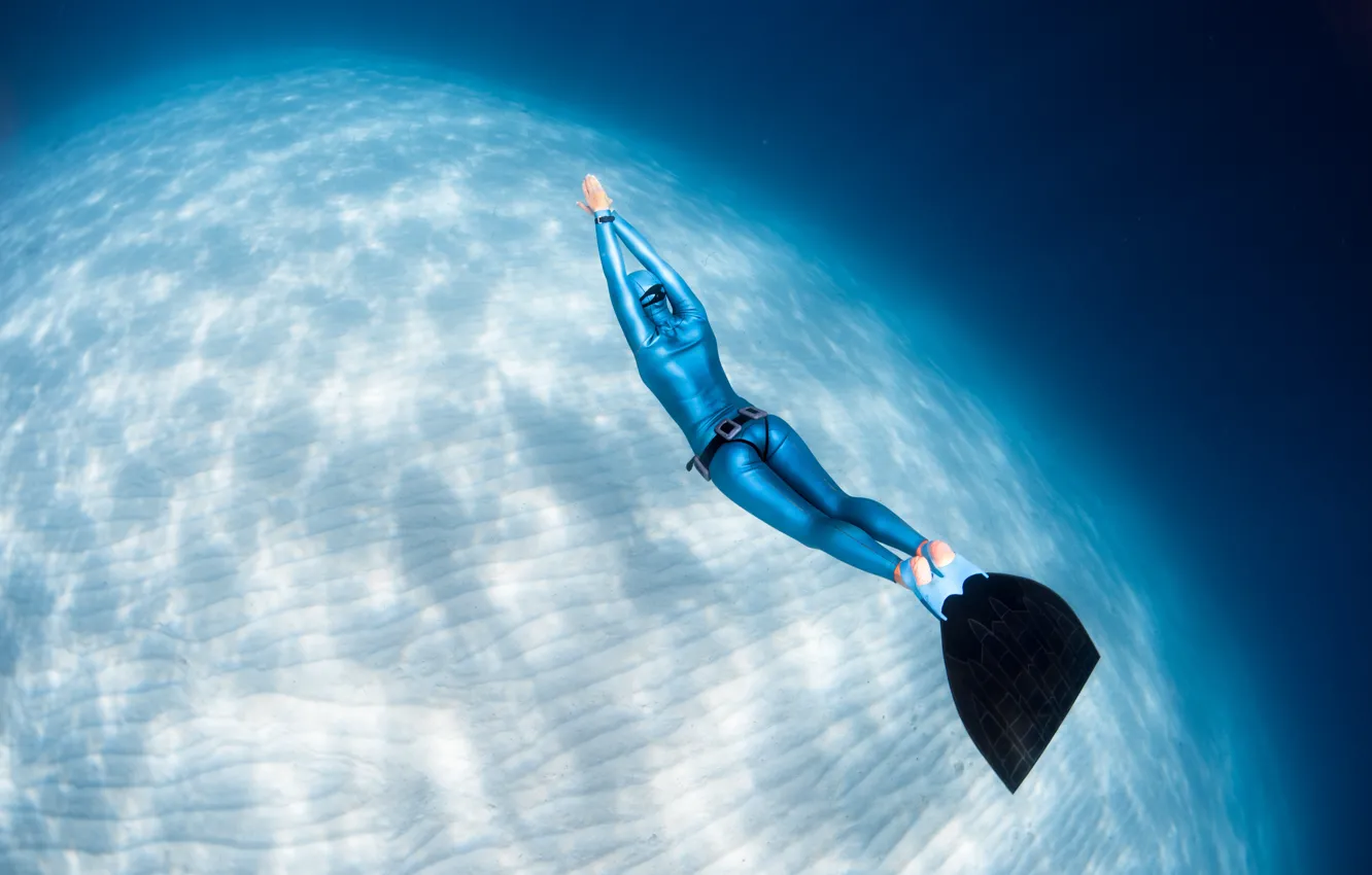 Photo wallpaper underwater, woman, free diving