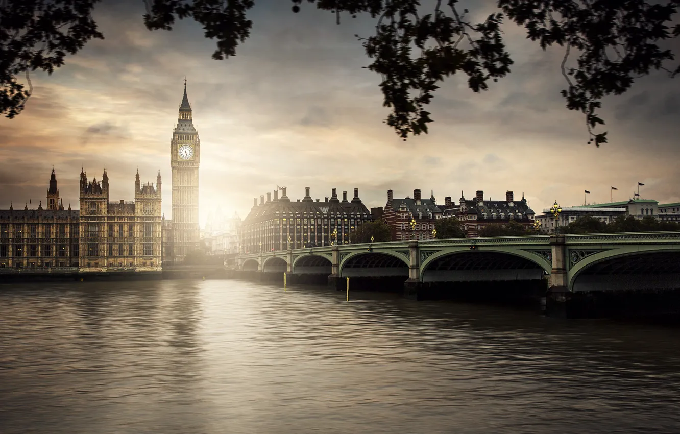 Photo wallpaper London, Thames, Westminster bridge, Westminster