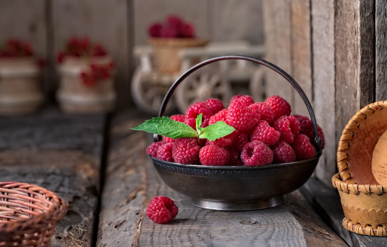 Photo wallpaper berries, raspberry, still life