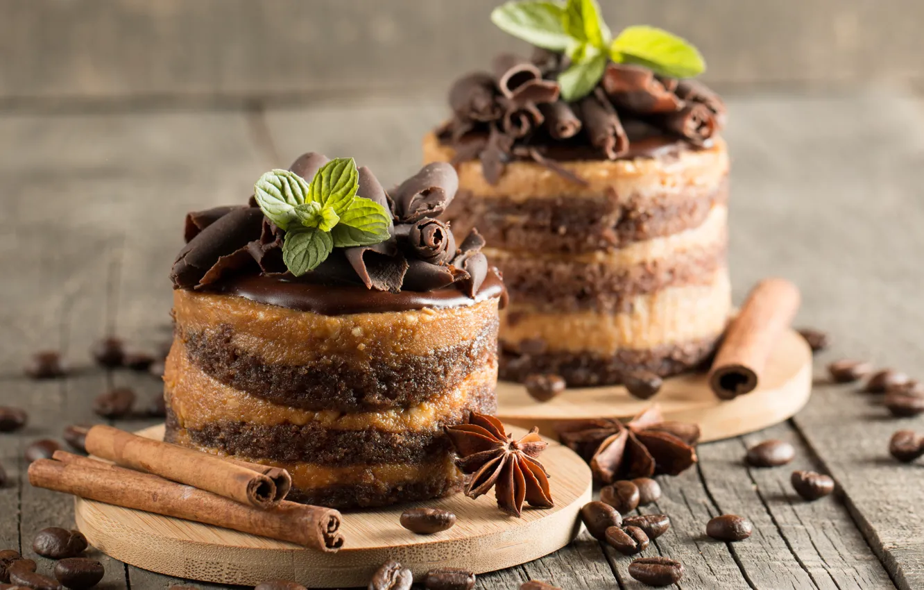 Photo wallpaper chocolate, cake, cream, chocolate, spices