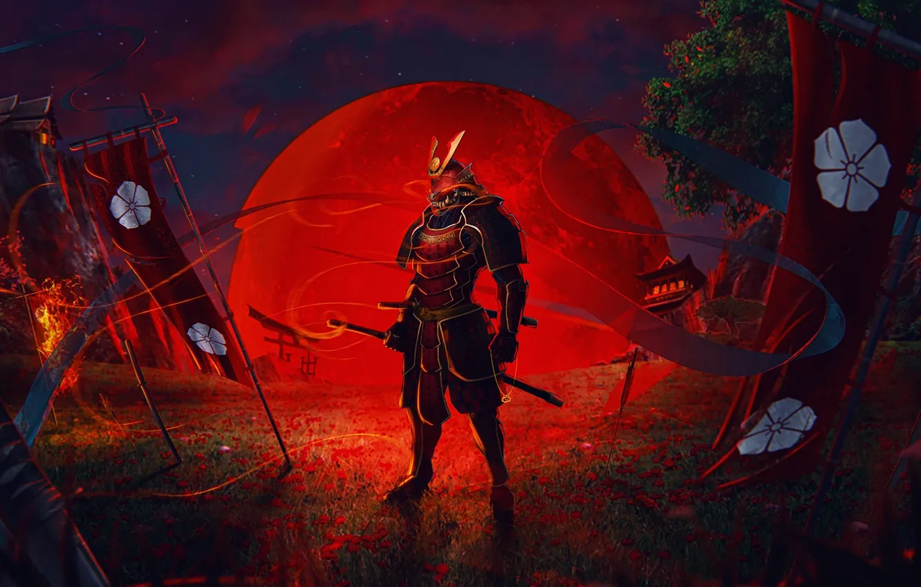 Photo wallpaper wallpaper, Art, picture, Samurai, Illustrations