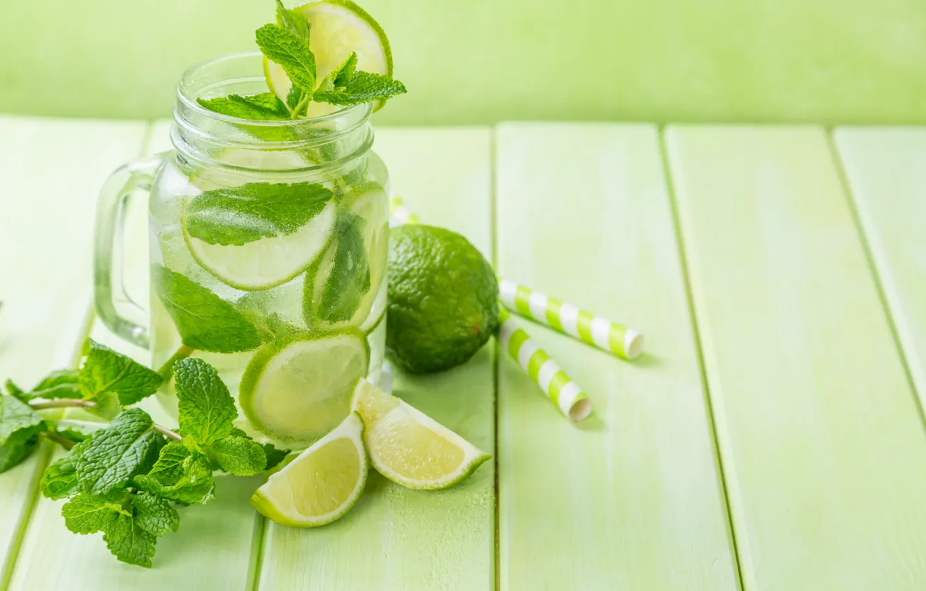 Photo wallpaper ice, lime, citrus, drink, mint