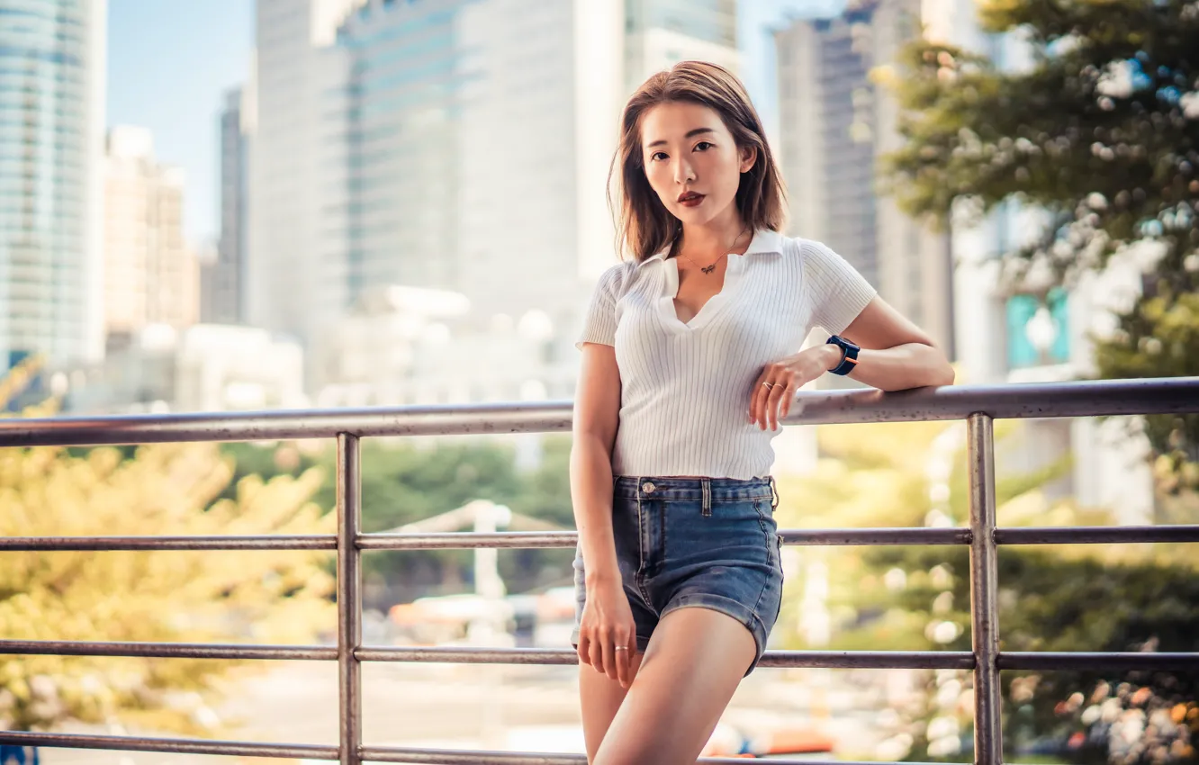 Photo wallpaper shorts, t-shirt, Asian