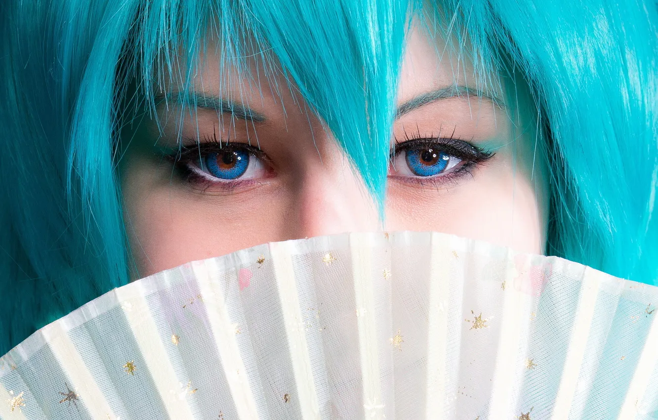 Photo wallpaper look, girl, fan