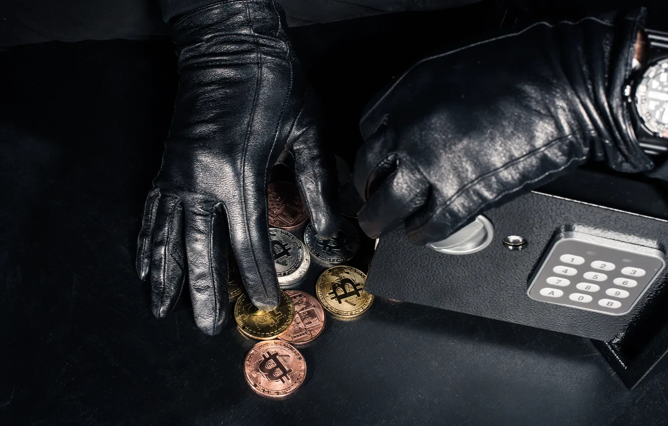 Photo wallpaper gloves, coin, bitcoin