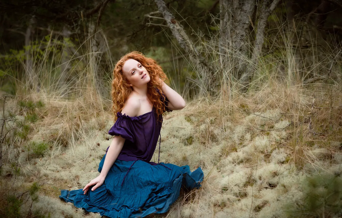 Photo wallpaper forest, girl, nature