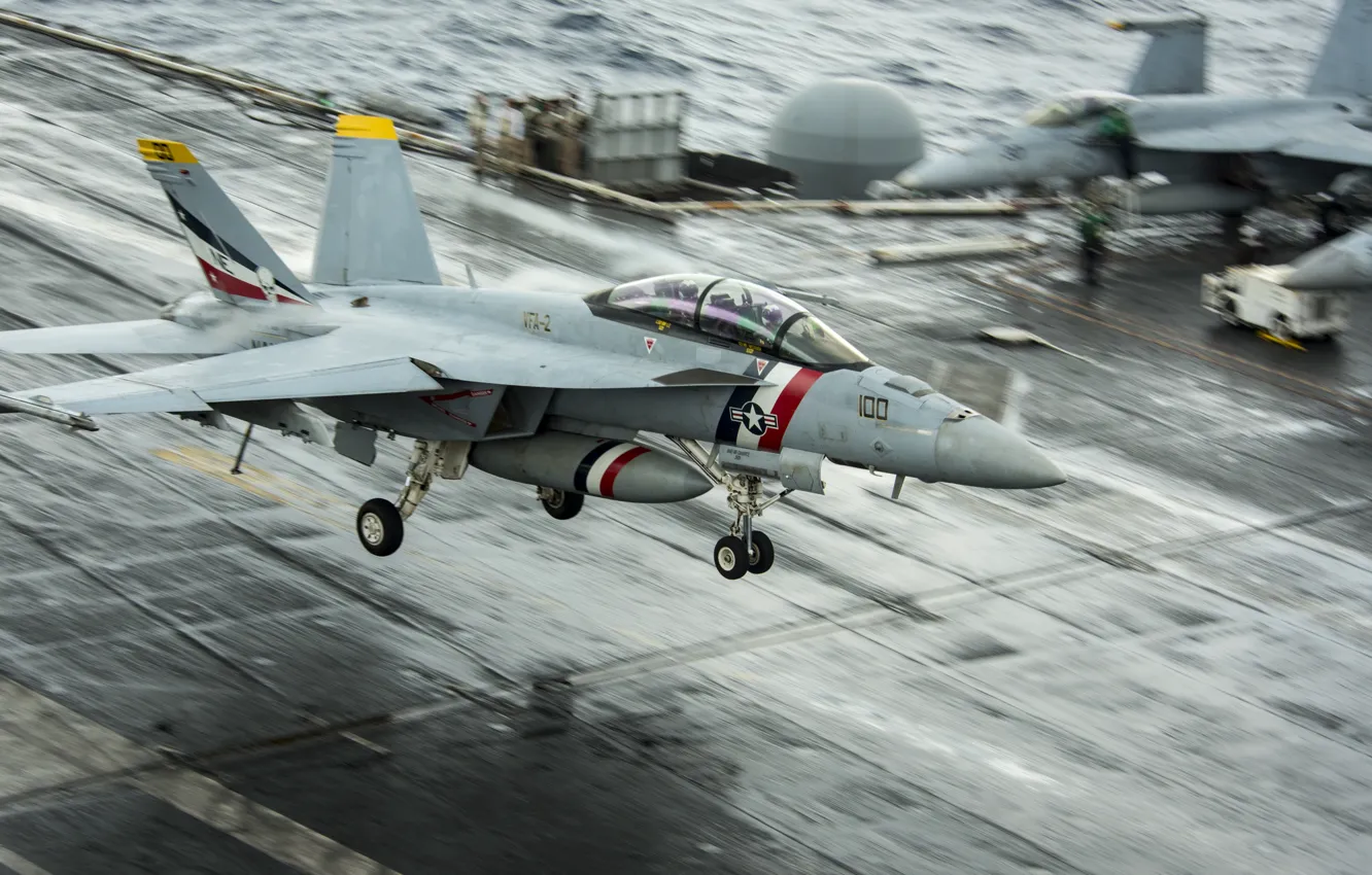 Photo wallpaper speed, deck, the rise, Hornet, carrier-based fighter, FA-18C