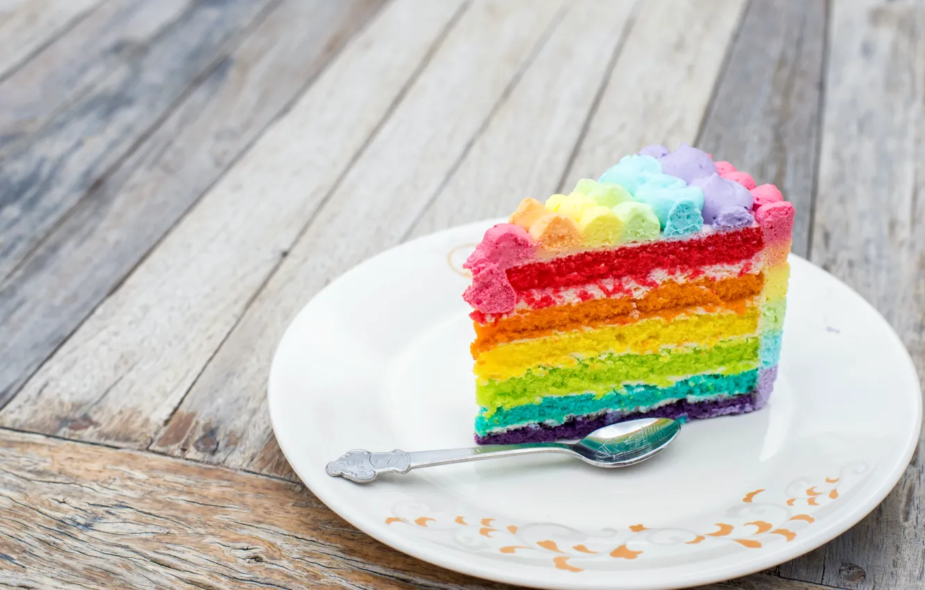 Photo wallpaper rainbow, colorful, cake, rainbow, cake, Happy, Birthday, Birthday