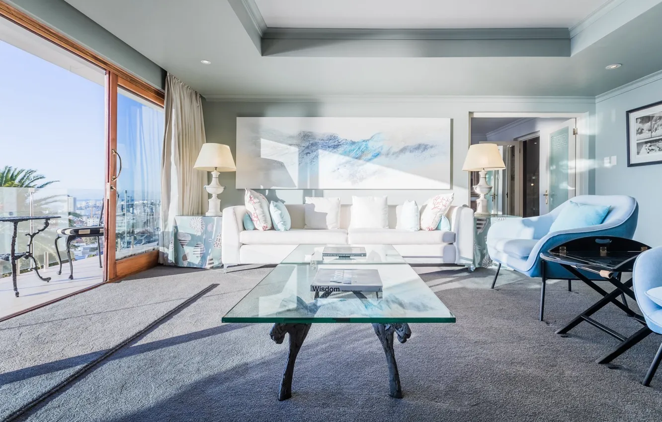 Photo wallpaper comfort, room, interior, light, balcony, living room
