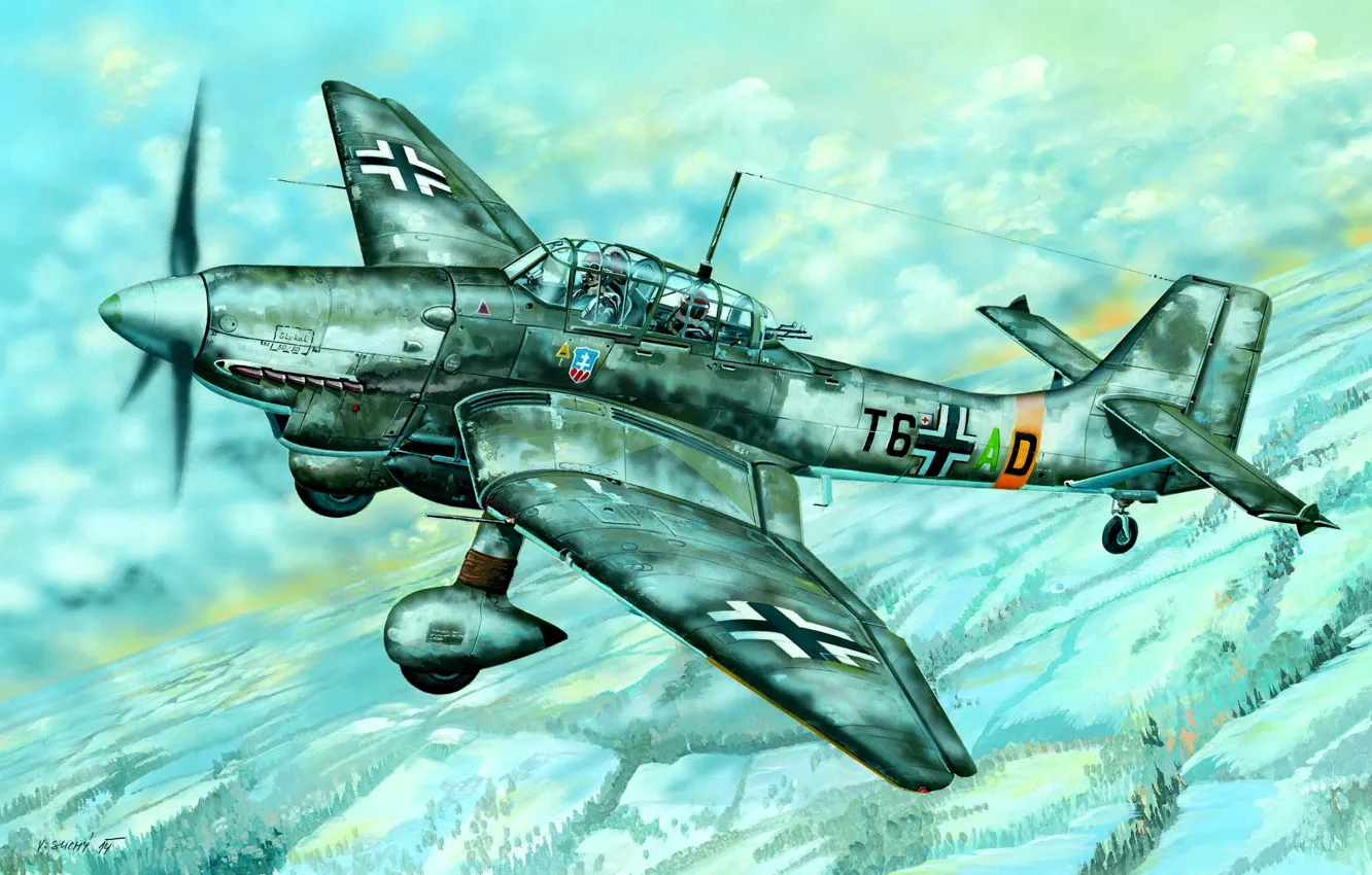 Photo wallpaper Winter, Ju-87, Ju.87D-5, Dive bomber, Stab III./SG 2, SG 2