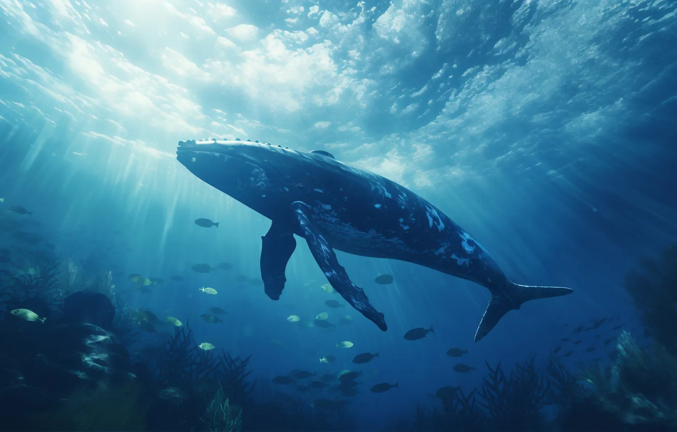 Photo wallpaper kit, underwater world, digital art, AI art, The Art of Artificial Intelligence, neural network