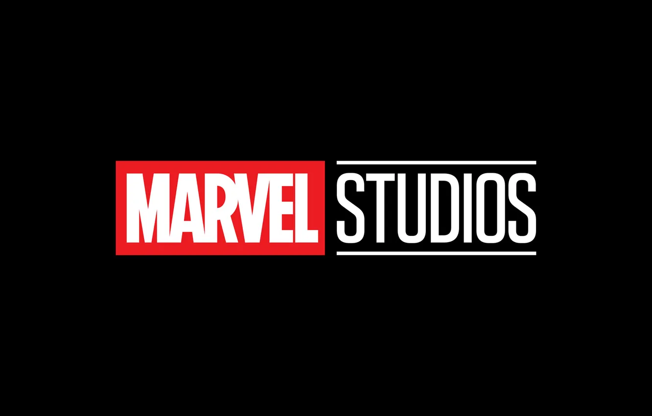 Photo wallpaper logo, black background, Studio, Marvel, Marvel Studios, The Marvel Cinematic Universe