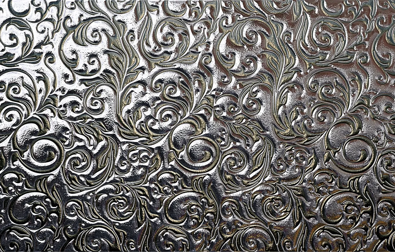Photo wallpaper metal, lights, pattern, curls, silver, Shine, texture, silver