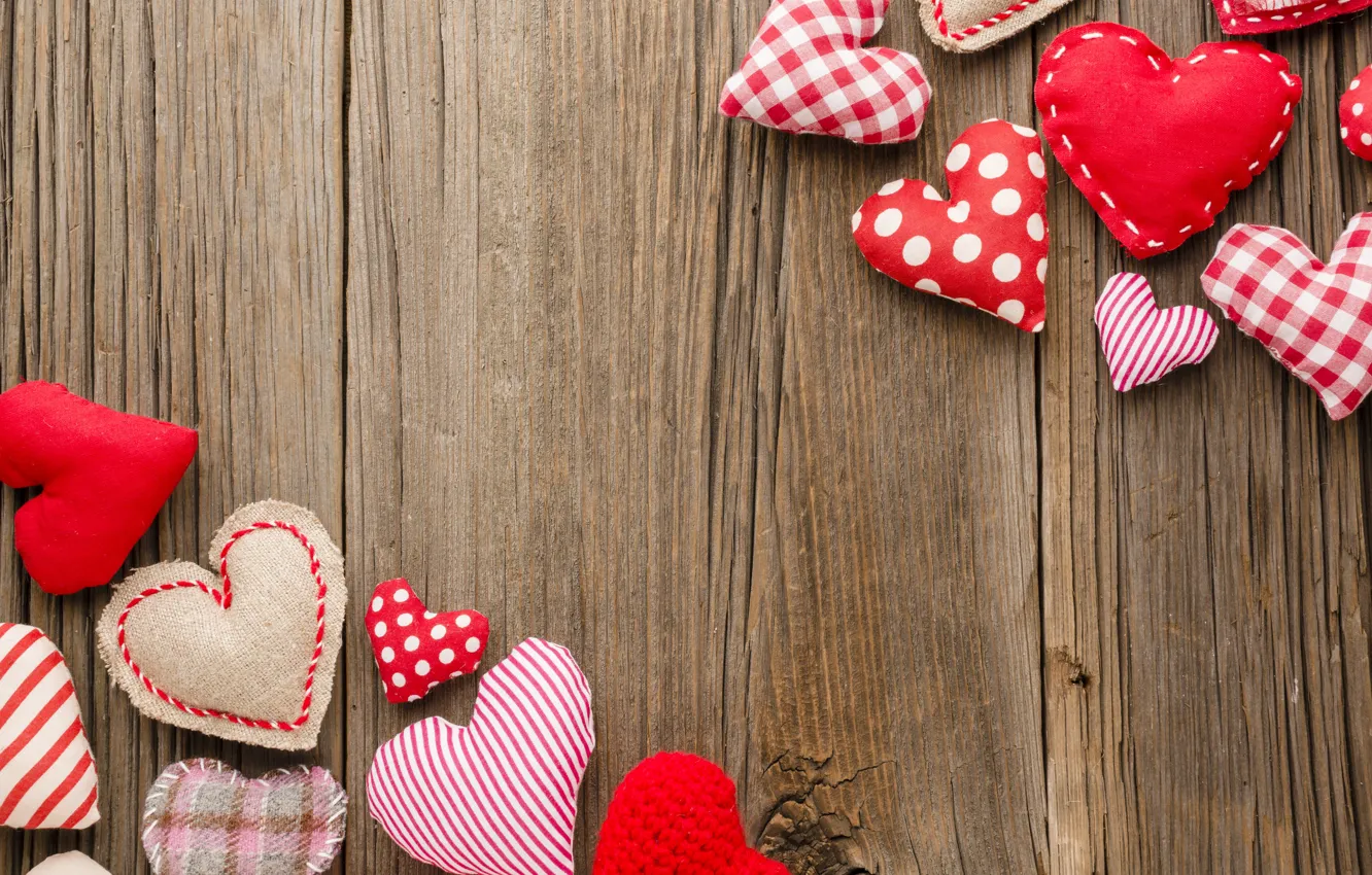 Photo wallpaper love, red, heart, Board, hearts, thread, Valentine's day, different