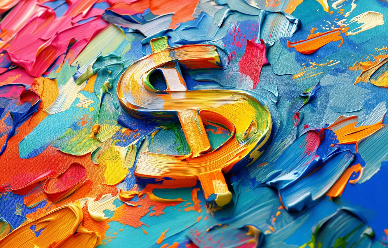 Photo wallpaper symbol, painting, money, digital art