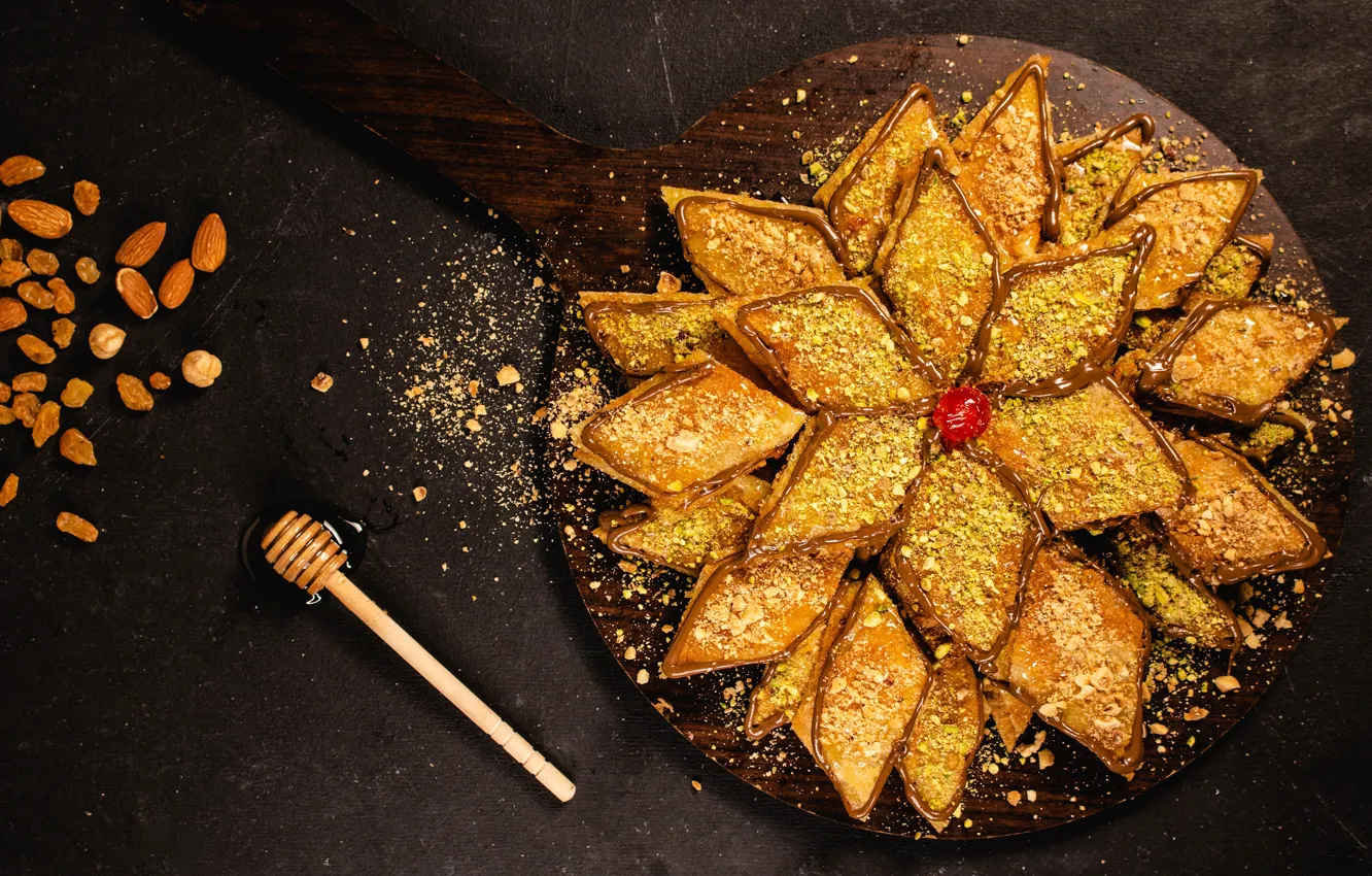 Photo wallpaper honey, pie, diamonds, design, sweet