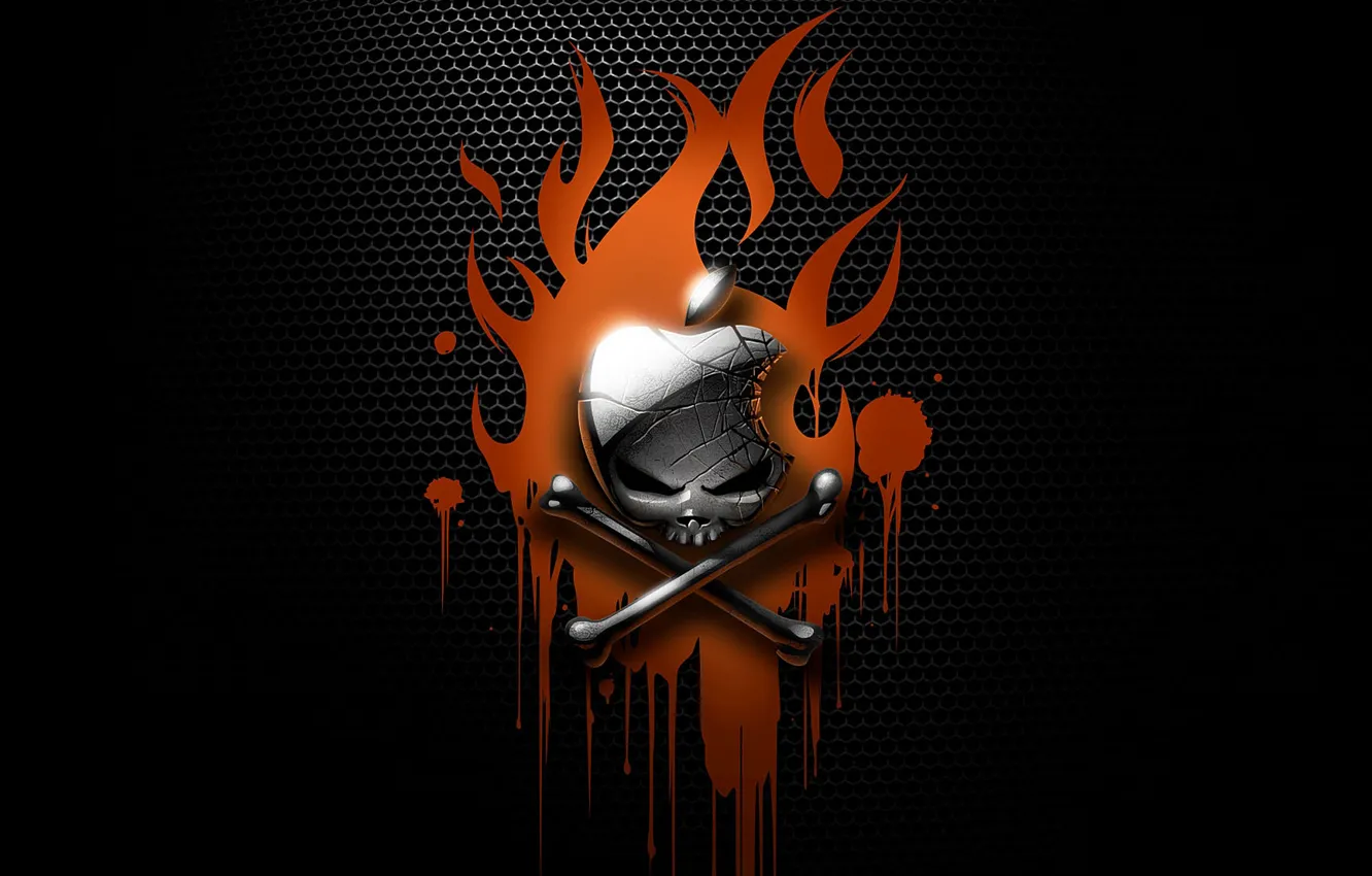 Photo wallpaper abstraction, flame, Wallpaper, the darkness, blood, skull, apple, Apple