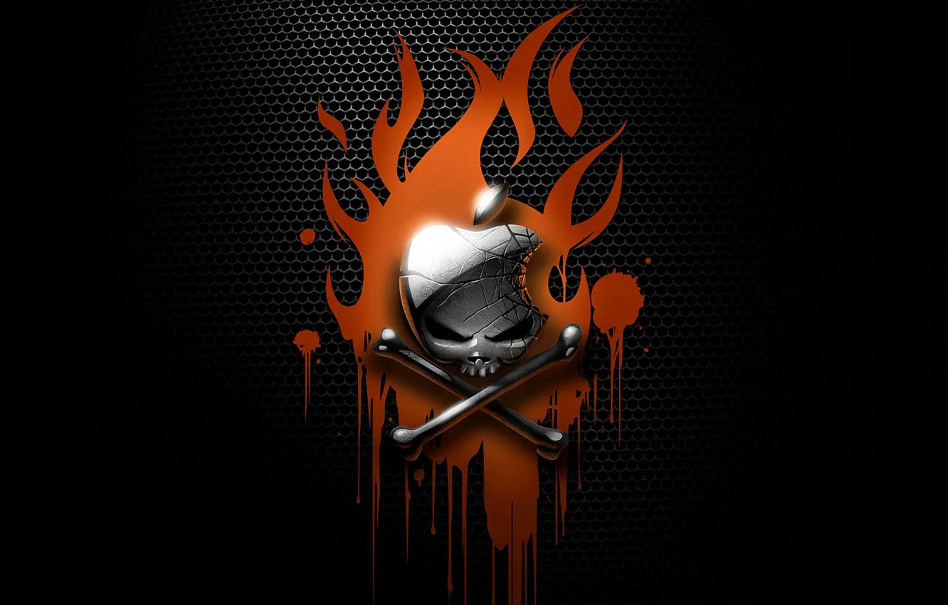 Photo wallpaper abstraction, flame, Wallpaper, the darkness, blood, apples, skull, apple