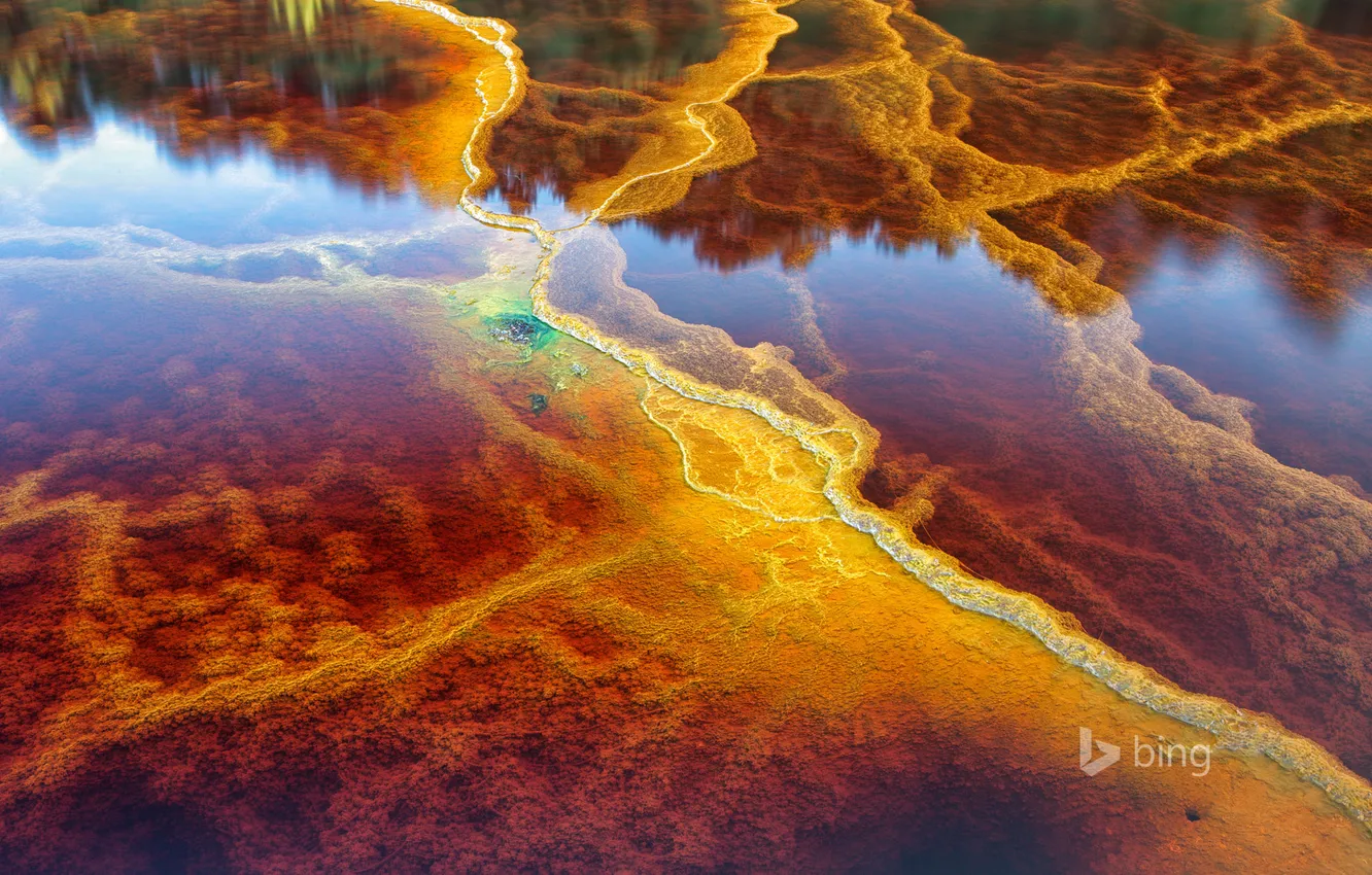 Photo wallpaper water, river, color, Spain, Rio Tinto, Walt