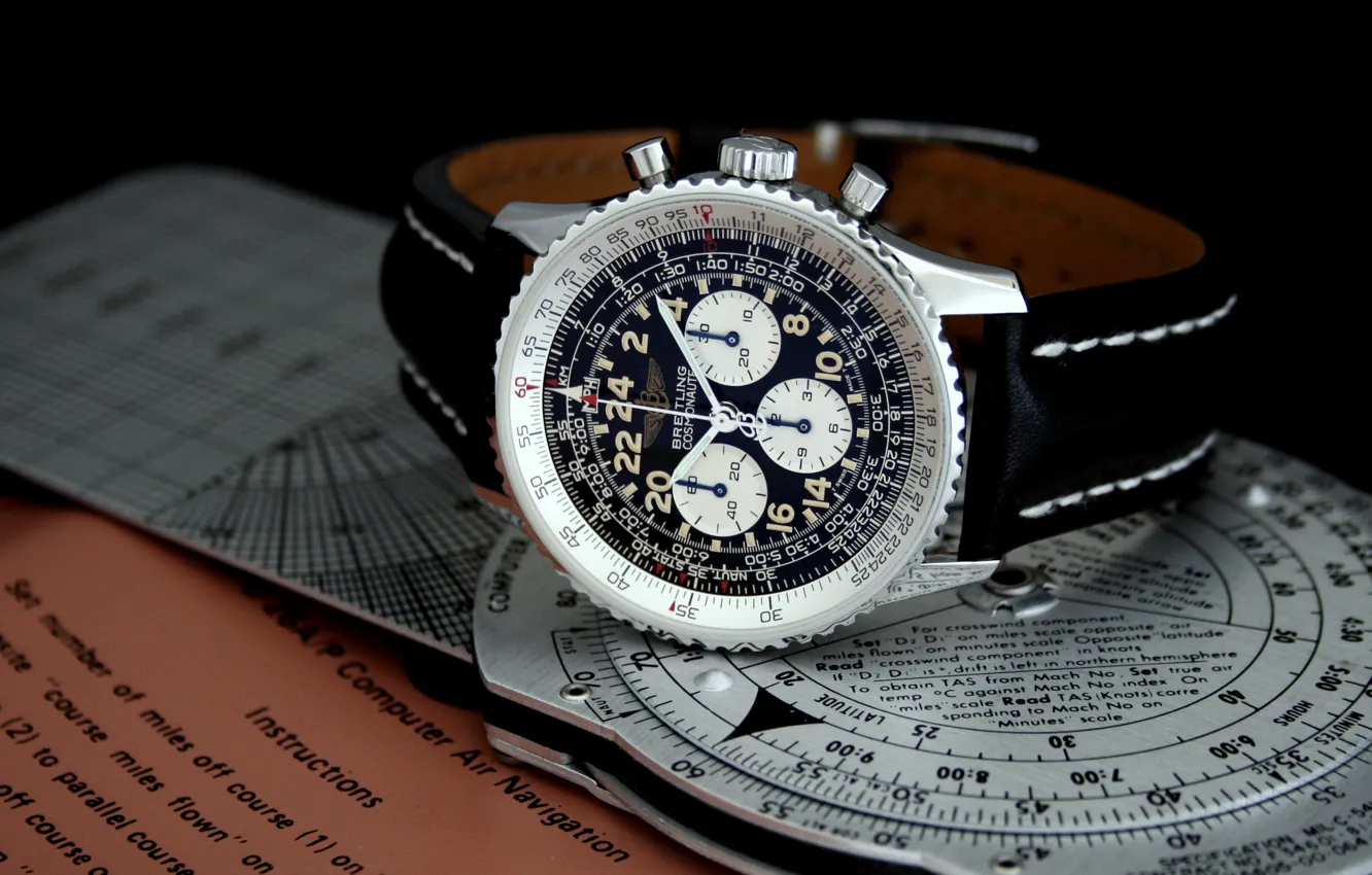 Photo wallpaper flying, military, aviation, Breitling, wristwatch