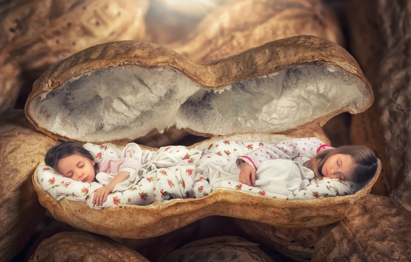 Photo wallpaper children, creative, sleep, sleeping, girl, shell, creative, sleep