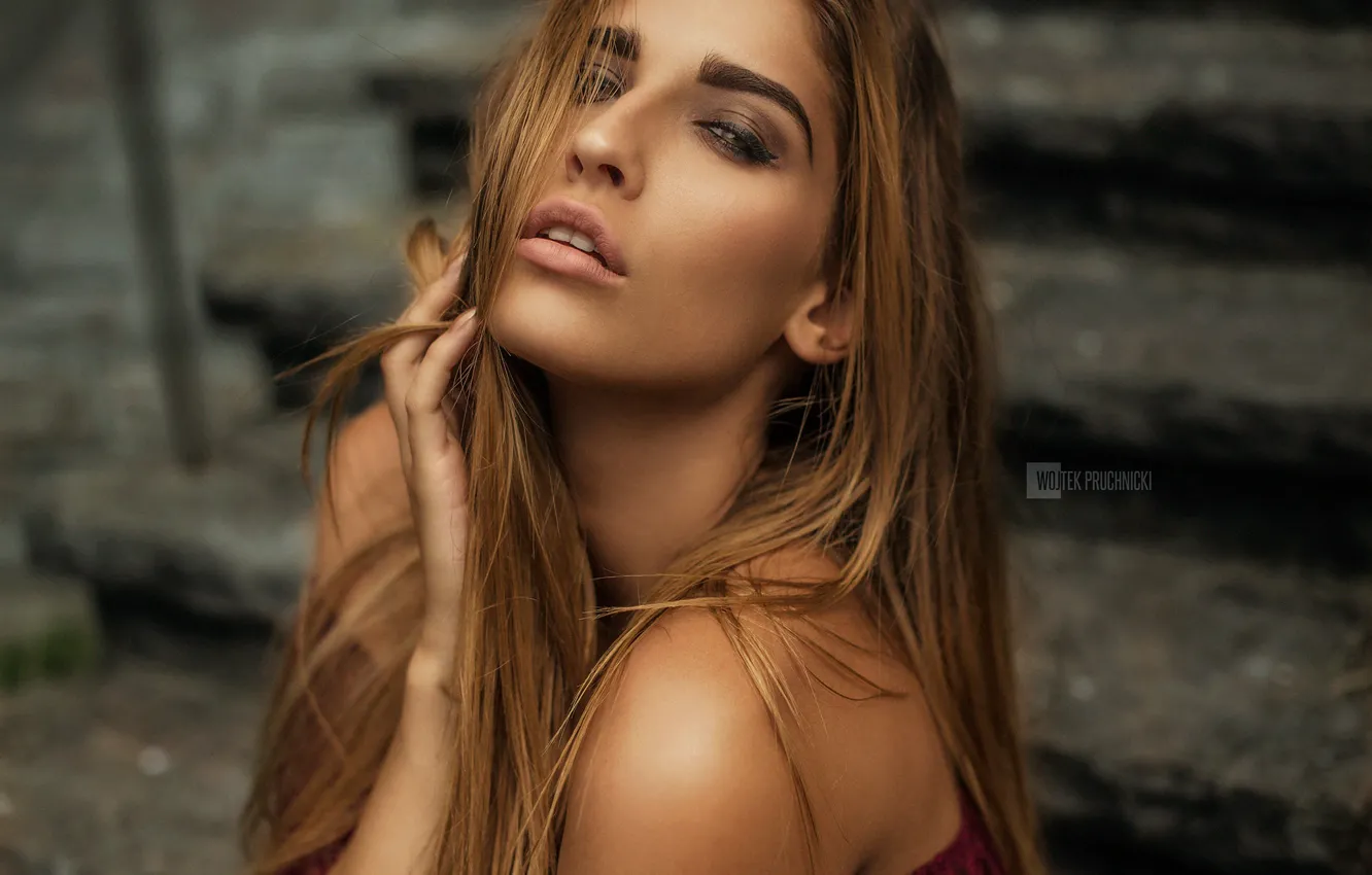 Photo wallpaper look, girl, face, sexy, hair, beauty, Wojtek Pruchnicki, Isabell Schuck