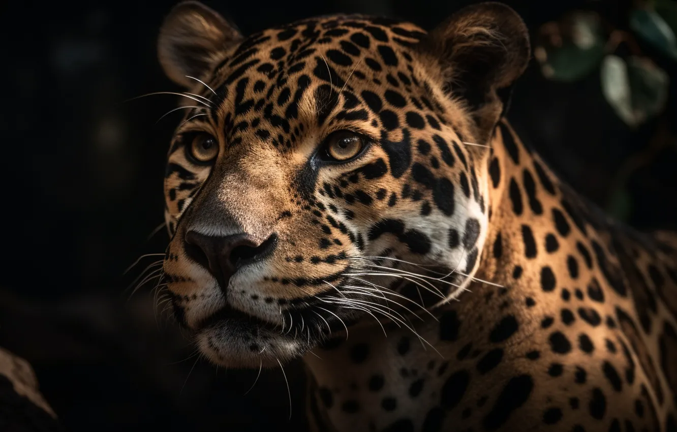 Photo wallpaper face, predator, leopard, big cat, spotted, digital art, AI art, The Art of Artificial Intelligence