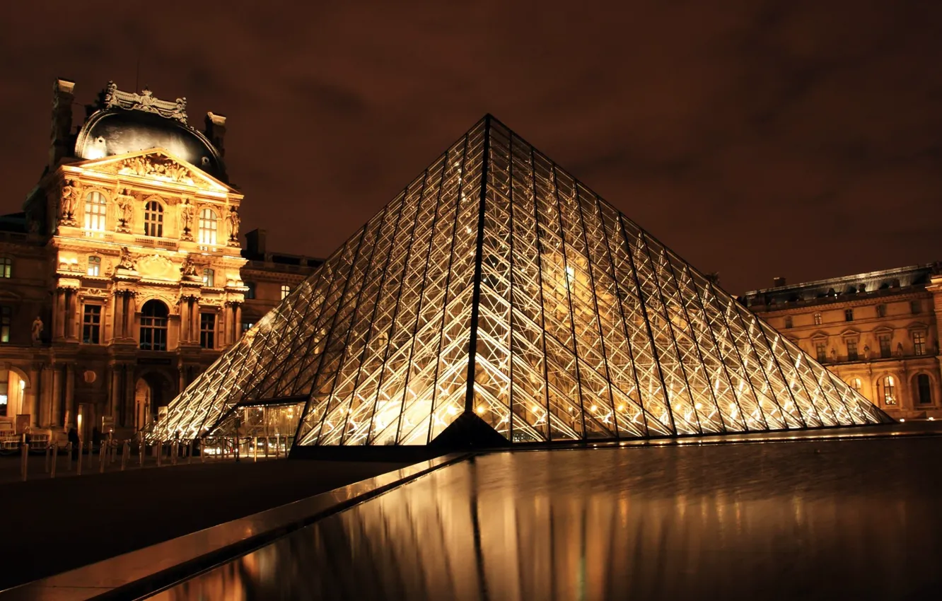 Photo wallpaper night, Paris, Museum, France, the Louvre