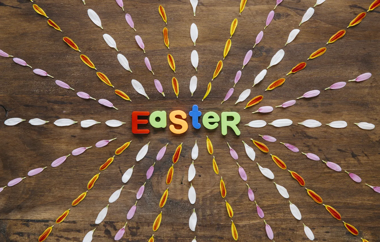 Photo wallpaper Easter, Petals, Letters, Holiday