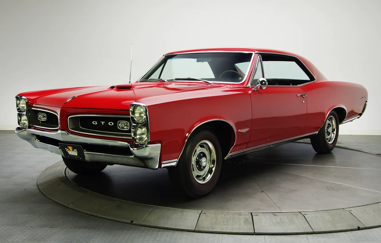 Photo wallpaper retro, coupe, Red, Pontiac, GTO, 1966