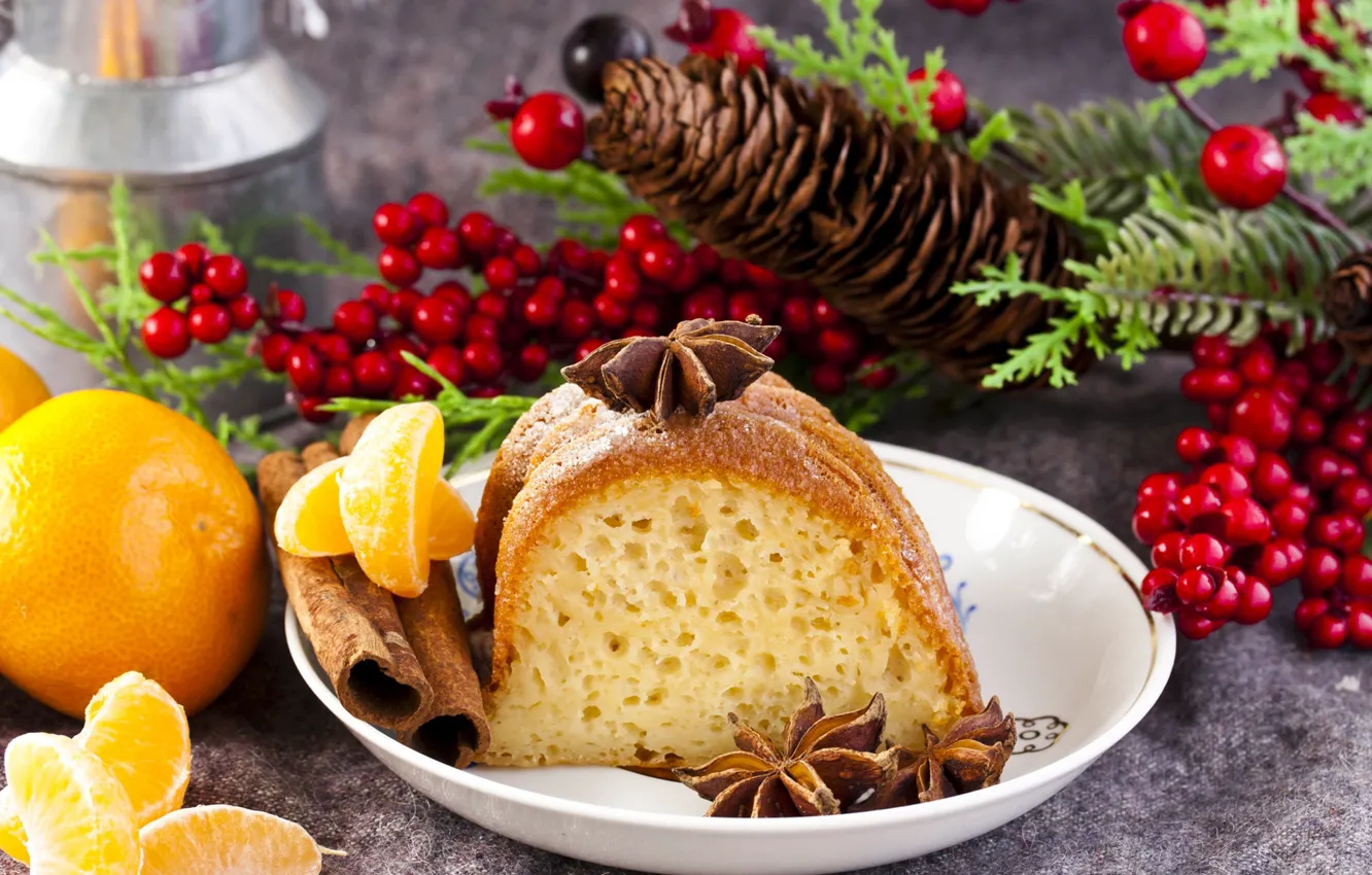 Photo wallpaper orange, spruce, cinnamon, bumps, cupcakes, star anise