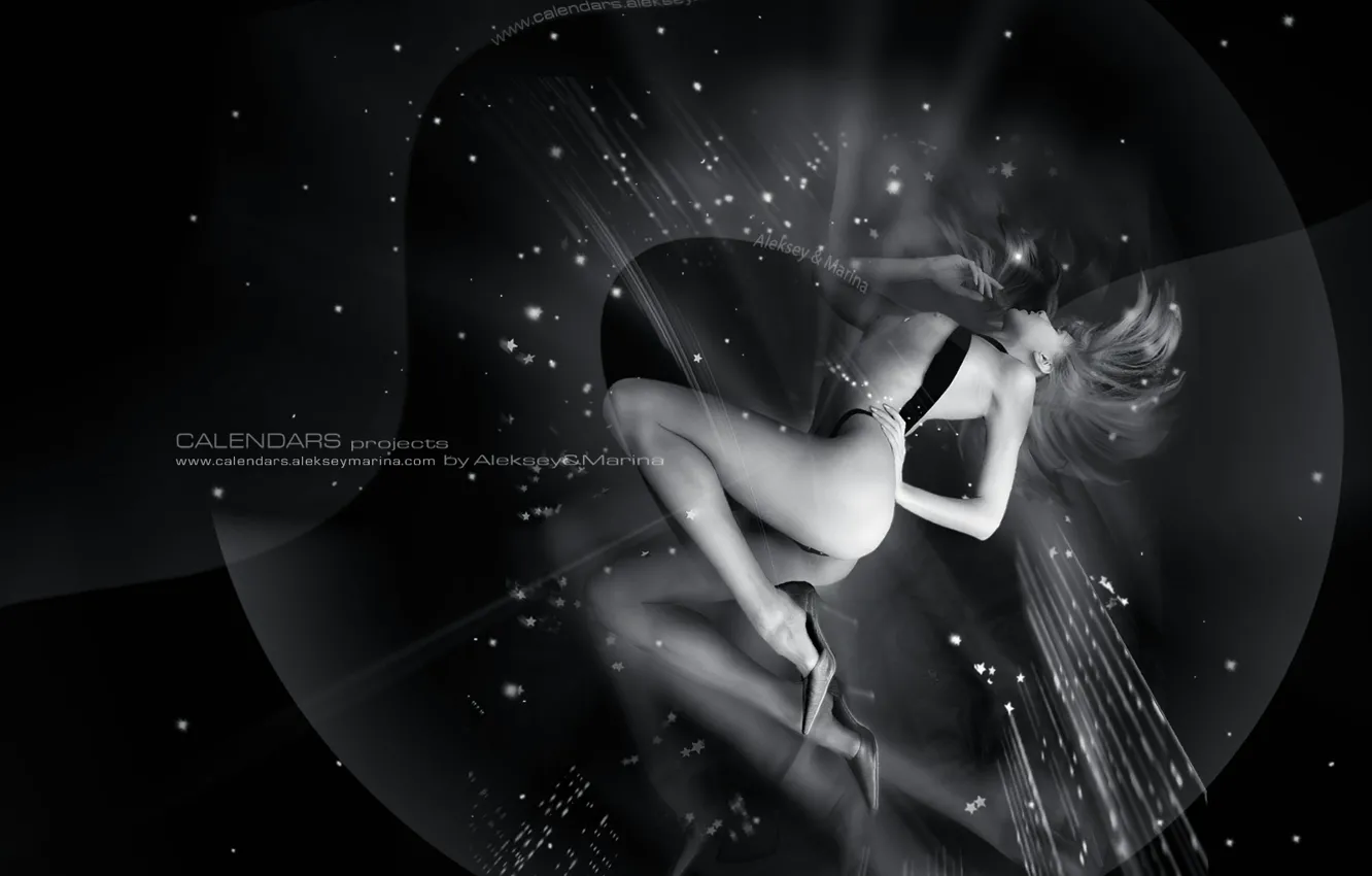 Photo wallpaper girl, black and white, Alexeymavrin