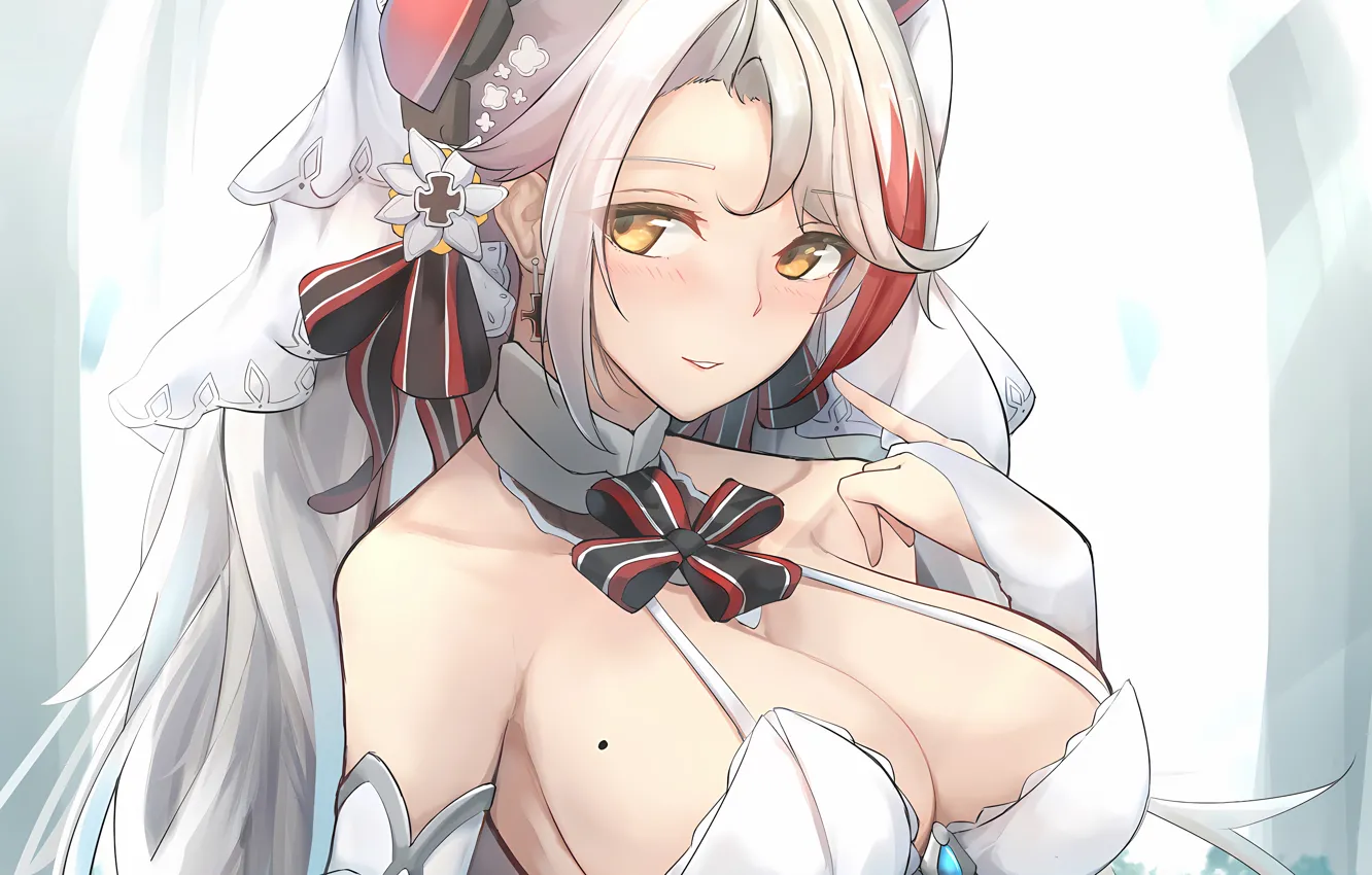 Photo wallpaper girl, sexy, lingerie, bra, cleavage, long hair, boobs, anime