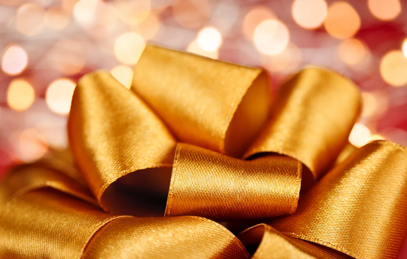 Photo wallpaper holiday, tape, bow, gold