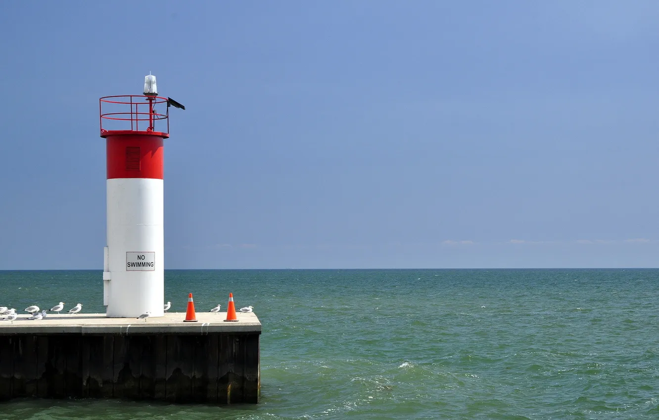 Photo wallpaper sea, landscape, birds, lighthouse