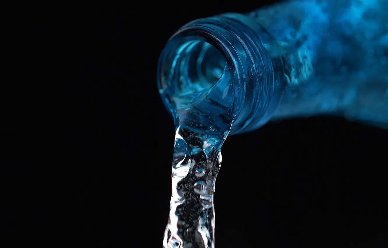 Photo wallpaper water, night, bottle, 8k