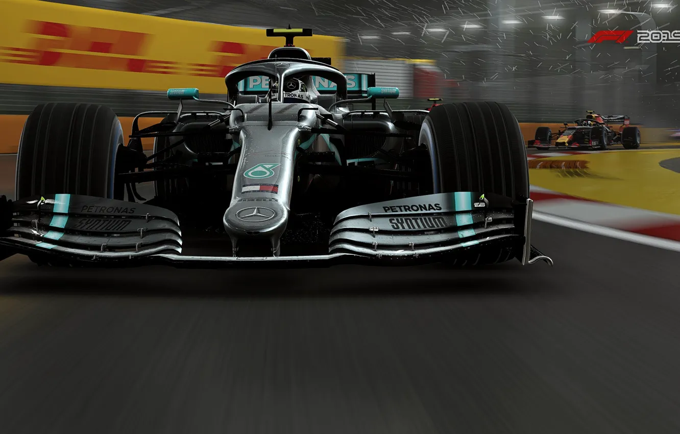 Photo wallpaper track, racing car, F1 2019, Mercedes AMG F1 W10 EQ Power+