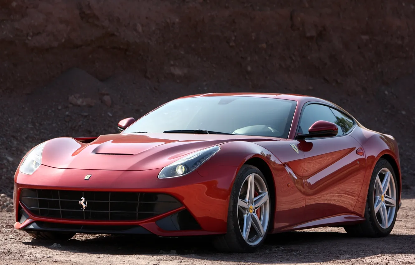 Photo wallpaper red, background, Ferrari, Ferrari, supercar, the front, berlinetta, berlineta