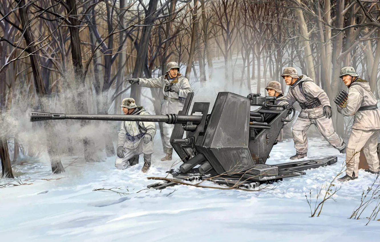 Photo wallpaper Rheinmetall, German 37-mm anti-aircraft gun, FlaK 18, - Aircraft cannon 18