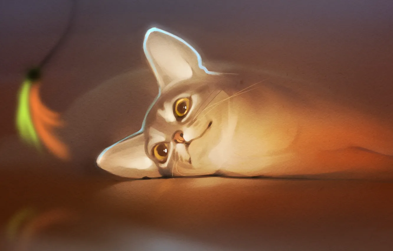Photo wallpaper cat, cat, look, mood, art, ears
