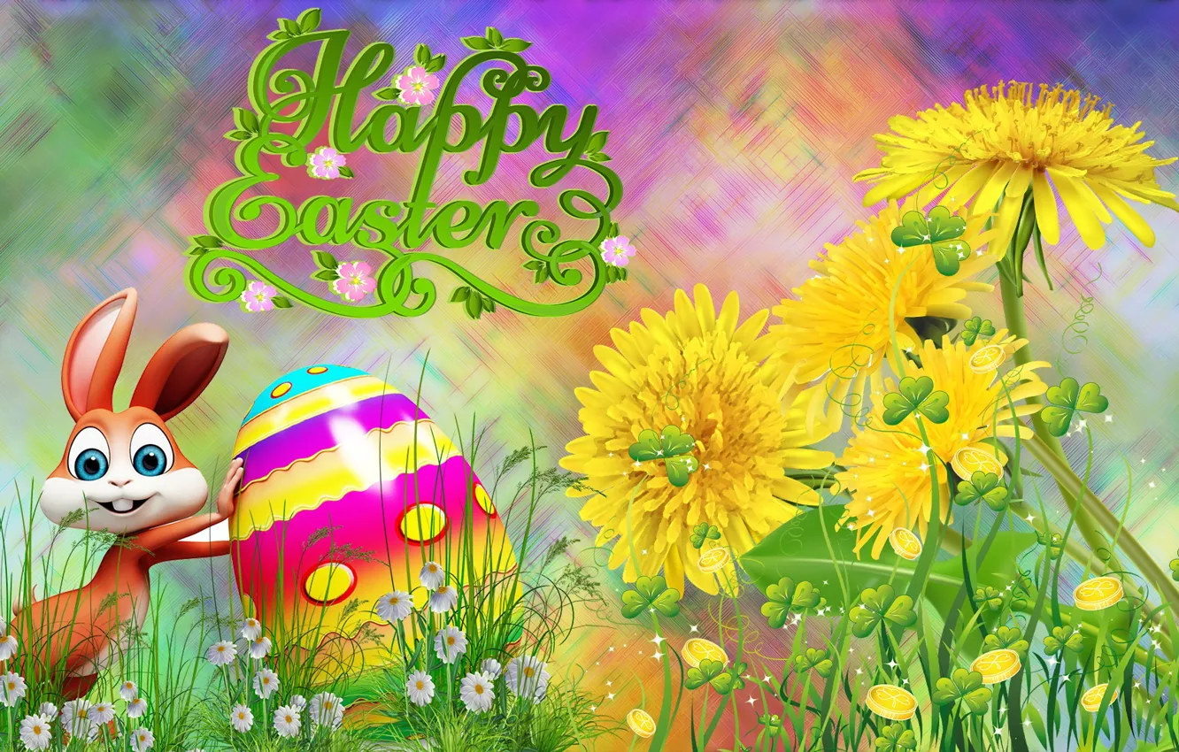 Photo wallpaper Flowers, Easter, Easter eggs