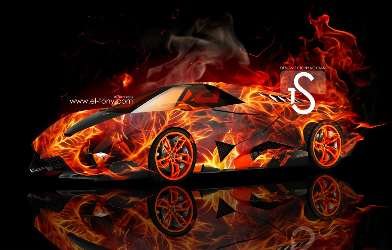 Photo wallpaper Lamborghini, Fire, Egoista, el Tony Cars