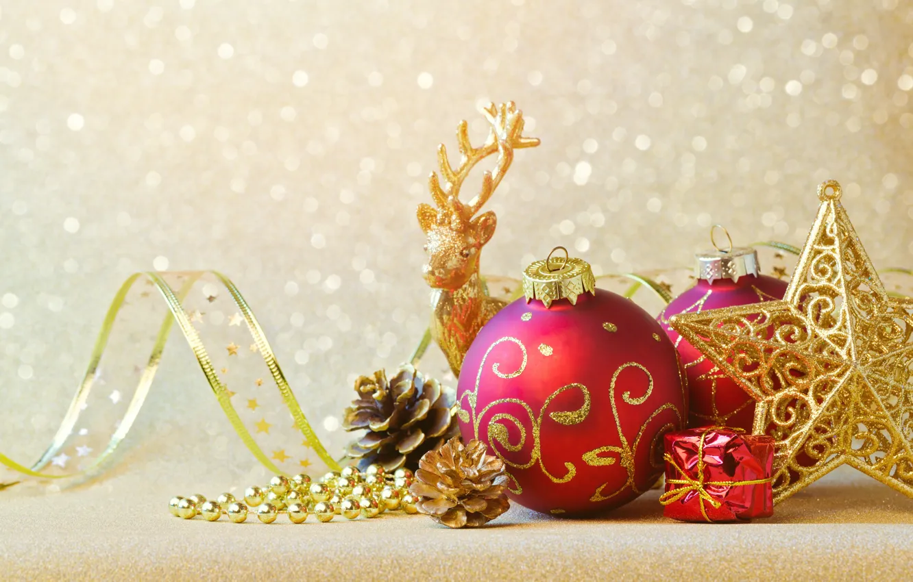 Photo wallpaper decoration, balls, New Year, Christmas, Christmas, balls, decoration, Merry